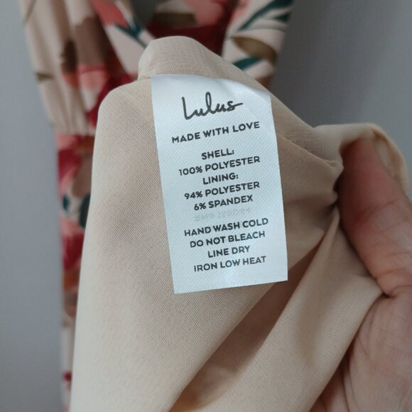 Lulu's Women's Size S Resounding Beauty Beige Floral Print Surplice Maxi Dress - Picture 11 of 16